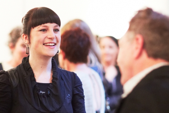 Jeweller Phobe Porter at the Opening of her Exhibition entitled Unfold. Photography by James Braund.